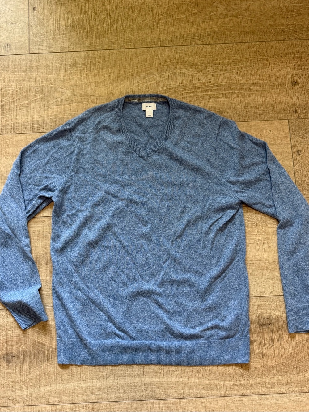 Old Navy Heathered Cornflower Blue V-Neck Knit Sweater Men's Size L